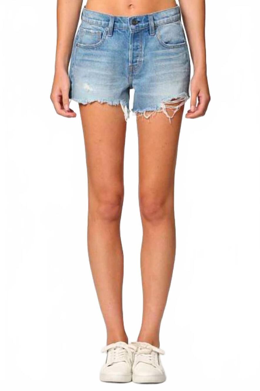NEW HIDDEN hannah mid rise cut off shorts in medium blue